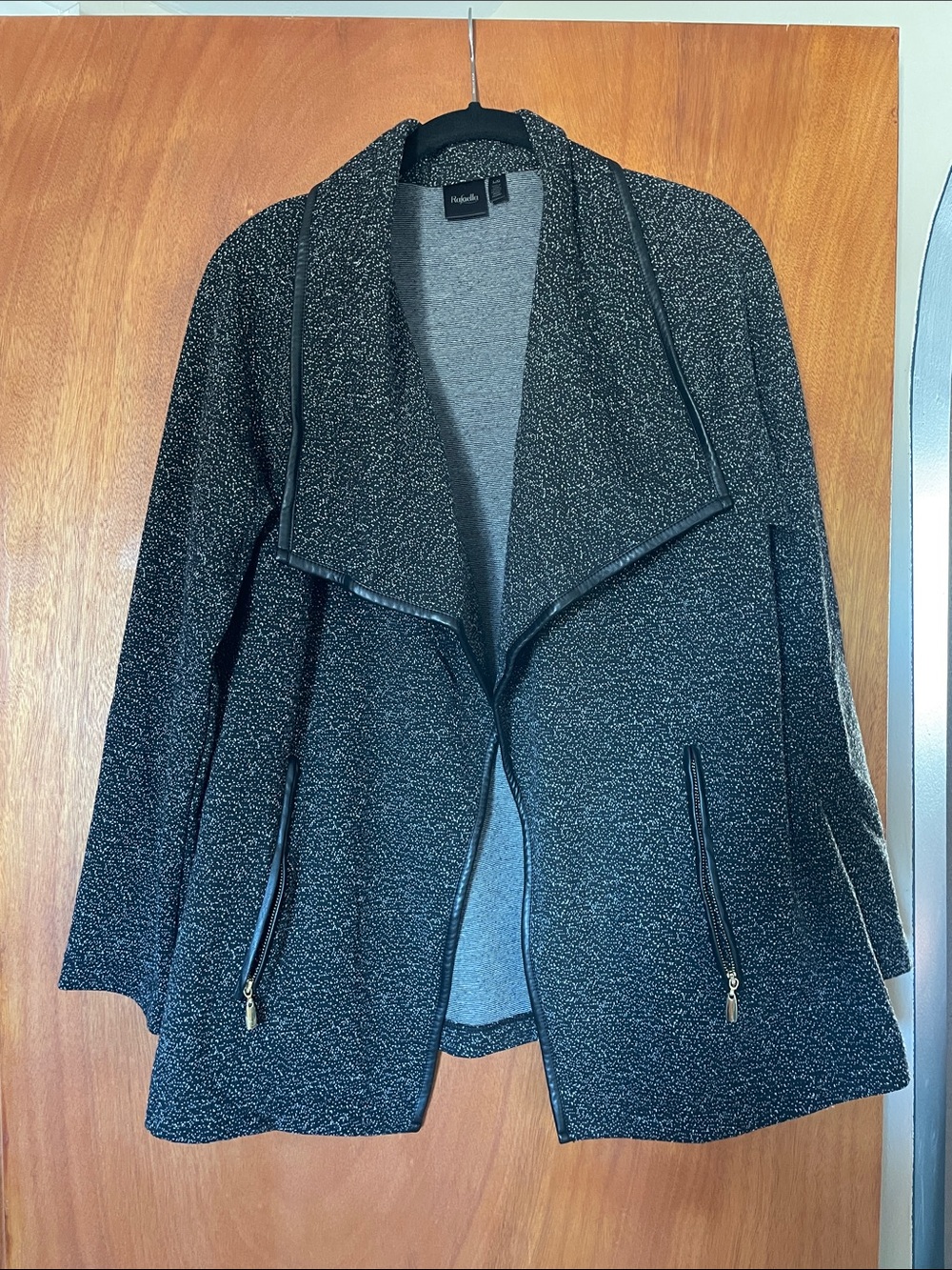 Rafaella Black Marled Open-Front Blazer with Trim